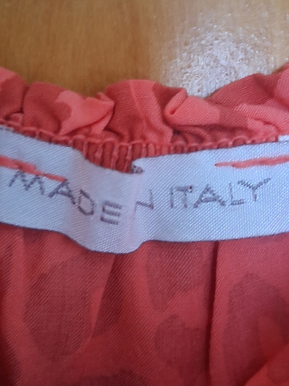 Made In Italy Coral Pink Leopard Print Midi Dress Elastic Neckline Viscose Size? - Picture 4 of 7